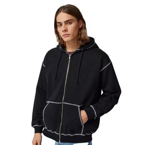 Sudadera con Capucha Personalizada para Hombre, Estilo Urbano, con Costuras en Contraste, 100% Algodón, Costura Invertida, Cierre de Cremallera, Informal - Product Image 4