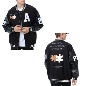 Venta al por mayor Tarifa de calidad superior Producto clásico Manga de cuero Varsity Chaquetas Cuello alto personalizado Lona High Street - Product Image 6