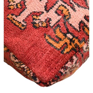 Housse de coussin carrée vintage marocaine berbère bohème faite à la main en laine tissée à motifs géométriques abstraits, coussin de sol mobile - Product Image 4