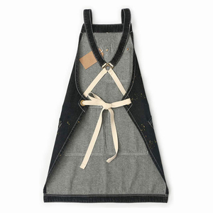 Delantal de peluquero con espalda cruzada de alta calidad, delantales con Babero con correas de cuero, delantal ajustable con bolsillos - Product Image 2