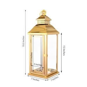 Gold Stainless Steel Metal <b>Outdoor</b> Floor Hanging <b>Lantern</b> <b>Candle</b> <b>Lantern</b> Square <b>Candle</b> Holder for Wedding - Product Image 4