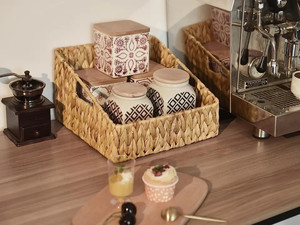 OEM Set/02 Hyacinth Bamboo Basket Rectangle Water Hyacinth Tray <b>for</b> Home <b>Storage</b> Organization <b>Makeup</b> Rectangle Office Organizer - Product Image 5