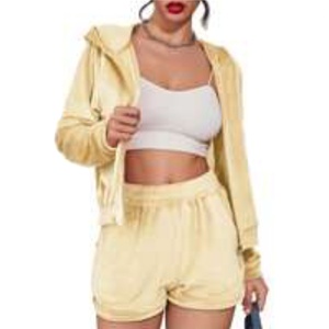 Ensemble deux pièces décontracté pour femme, hiver, veste à capuche zippée unie et short assorti, style cycliste, écologique 2026 - Product Image 2