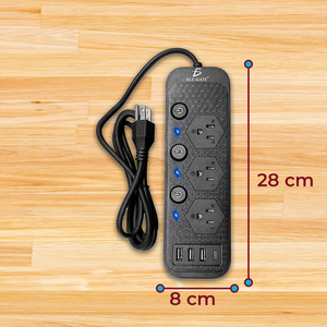 ปลั๊กพ่วงอเนกประสงค์ 3 ช่อง AC 3 ช่อง USB และ 1 ช่อง Type-C สำหรับการชาร์จเร็วและปลอดภัย สายยาว 5 เมตร - Product Image 4
