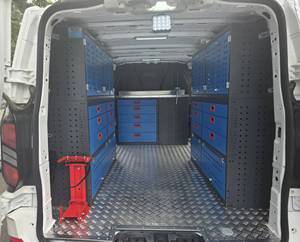 Dual Side Modular Van Shelving System with <b>Lockable</b> <b>Cabinets</b> and Drawers for Mobile Workshop Service Vans Vehicle Storage Shelf - Product Image 1