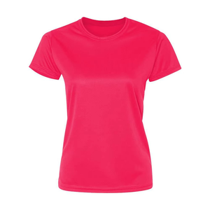 Camiseta de Manga Corta con Cuello Redondo Rosa para Mujer, Corte Regular, Color Sólido, Secado Rápido, Tejido de Punto, Estilo Casual de Primavera/Verano - Product Image 1