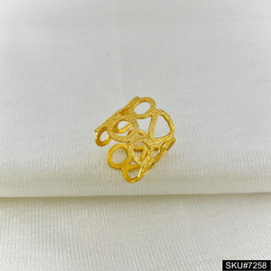 Gold Plated Hammered Statement Adjustable Stylish <b>Ring</b> SKU7258 <b>for</b> <b>Girls</b> and Women - Product Image 2