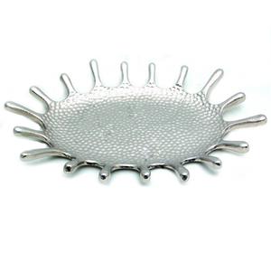 Plateau de service en aluminium martelé argenté, design éclaboussures, best-seller, haute qualité, métal, mariage, plateau de service sur mesure - Product Image 1