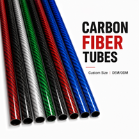 Tube en fibre de carbone 3K personnalisé, tube rond en CFRP avec diamètre et épaisseur de paroi au choix