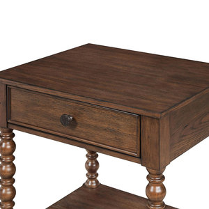 Classic Solid Mahogany Wood Nightstand <b>Storage</b> Contemporary Design Brown Finish Bedroom Apartment Living Room Use 1 Drawer - Product Image 4
