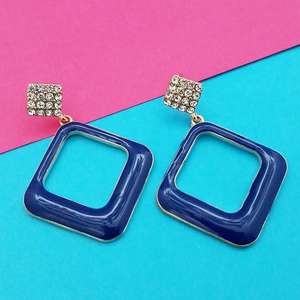 Pendientes colgantes Kriaa Blue Meenakari chapados en oro con piedras austriacas accesorio de moda 1314120C - Product Image 1