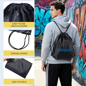 High Quality Gym Drawstring <b>Backpack</b> with Compart Custom Printed Logo <b>Promotional</b> Sport Polyester Shopping Bags - Product Image 3
