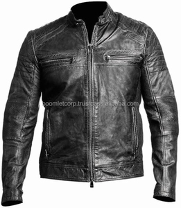 Chaqueta de moto para hombre con logotipo personalizado de alta calidad 2024, nuevo diseño, moda de lona con piel de vaca - Product Image 1