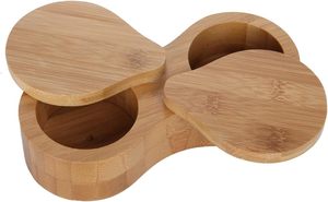Récipient rond double en bambou, pot de stockage d'épices, boîte en bois pour sel et poivre - Product Image 5