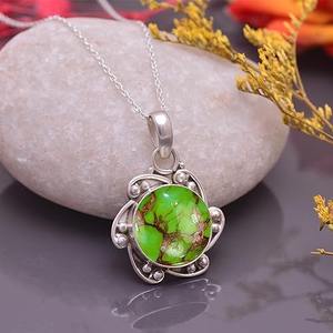 Vente en gros de pendentifs en argent sterling 925 avec pierres précieuses vertes et turquoises pendentifs en argent 925 avec timbre bijoux - Product Image 2