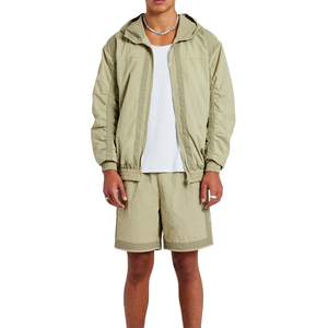 Summer Men's Solid Color Windbreaker Shorts <b>Set</b> Polyester/Cotton Custom Logo Full Zip-Up Two Piece High Street Plus Size - Product Image 3