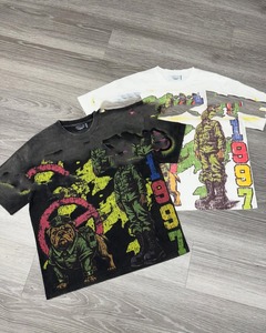 Wash Boxy Crop 100% Coton Oversize 300g Dtg Print Graphic T-shirts pour Hommes OEM Custom Wholesale Premium Thsirt - Product Image 6