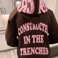 Sweat à capuche pour homme 100% coton avec logo personnalisé 500 g/m² Fermeture à glissière complète Impression 3D en éponge française et teinture unie pour l'hiver