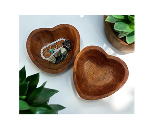 ชามแป้งไม้ตกแต่งสีไม้รูปหัวใจสีดำแกะสลักด้วยมือสำหรับตกแต่งโต๊ะกลาง - Product Image 6