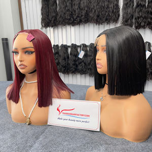 100% CHEVEUX HUMAINS Os Fermeture Droite Bob Perruques Cheveux Humains Os Droite Perruque 2X6 Fermeture Perruques Couleur Foncé pour Femme Noire - Product Image 3