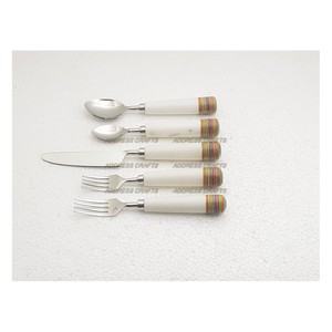 Ensemble de couverts en acier inoxydable de style classique avec manche en marbre, vaisselle de table miroir pour le bureau, les mariages et les fêtes - Product Image 3