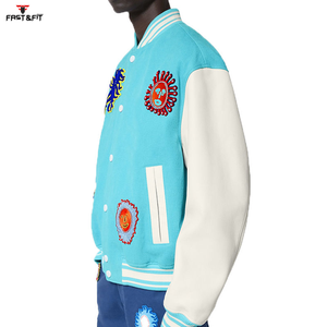 Unisex Custom Logo College Baseball <b>Canvas</b> <b>Jacket</b> Windproof Winter Design with Black Embroidery and Front Logo Position - Product Image 3