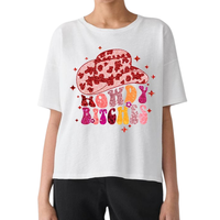 Kaos Wanita Lengan Pendek Rodeo Gaya Koboi Barat Bordir Payet Patchwork Musim Panas Siap Kirim, Nyaman dan Bernapas