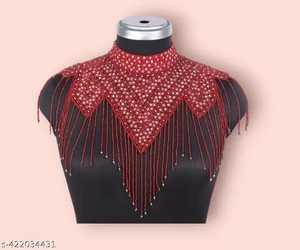 Élégante robe de soirée en mousseline sans manches Cape perlée Tassel Luxueux Accent Paillettes Perles Broderie Motif à motifs - Product Image 1