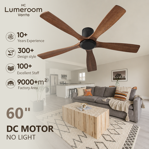 USA In Stock 60 Inch 5 Blade <b>Ceiling</b> <b>Fan</b> No Light with Solid Wood Blades Quiet DC Motor <b>Remote</b> <b>Control</b> for Large Room - Product Image 1