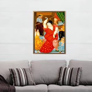 Célèbre œuvre d'art sur toile représentant une femme dansante, par Fernando Botero, encadrée de dorure. - Product Image 1