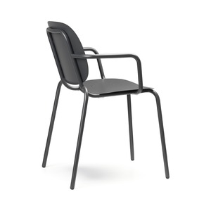 Stackable Outdoor <b>Dining</b> Armchair Galvanized Painted Steel Frame with Armrests 6 Colours for Restaurant Cafe Hotel Terrace - Product Image 2