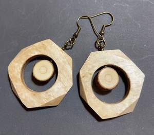 Pendientes de madera para mujer, aretes colgantes geométricos de madera con forma de corazón vintage, a precio asequible, novedad de 2024 - Product Image 2