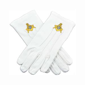 Super produit Gants maçonniques en coton pour hommes Logo brodé Usine Gants maçonniques de qualité supérieure en cuir noir - Product Image 3
