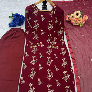 DESIGNER PARTY WEAR TOP Y BOTTAM CON FANCY DUPPATA Y BORDADO TRABAJO - Product Image 1