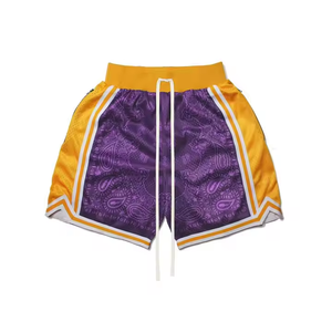 Best Quality Summer <b>Men's</b> <b>Basketball</b> <b>Shorts</b> Polyester Baggy Casual Design with Customization Solid Pattern and Pockets - Product Image 4