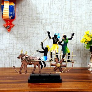 Peint à la main Ox Cart Iron Showpiece Durable Home Decorative Metallic Art - Product Image 1