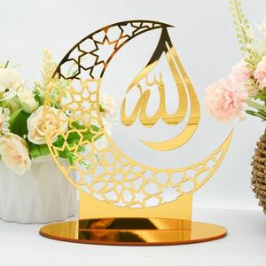 Decoración de Mesa de Ramadán de Acrílico Dorado con Espejo, Placa con Silueta de Mezquita, Adorno Islámico de Escritorio con la Leyenda Eid Mubarak - Product Image 5