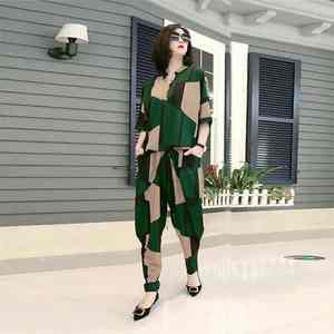 NOVEDAD DE VERANO 2025, chándal informal de talla grande para mujer, Tops y pantalones holgados transpirables, conjunto de dos piezas teñido - Product Image 4