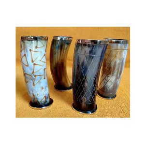 Verre en corne de buffle d'excellente qualité avec base en corne et logo personnalisé par l'artisanat en croissant - Product Image 4