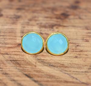 Boucles d'oreilles en chalcédoine, bijoux pour femmes, style bohème argenté, bijoux en argent sterling 925, boucles d'oreilles tendance faites à la main - Product Image 1