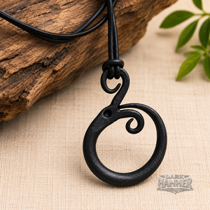 Colgante Circular de Hierro Forjado a Mano con Espiral, Estilo Martillo Oscuro, Joyería de Metal Antiguo, Artículo de Colección Artístico - Product Image 3