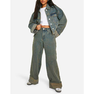 Veste en jean pour femmes vente en gros OEM nouvelles vestes en jean décontractées respirantes en coton délavé à manches - Product Image 3