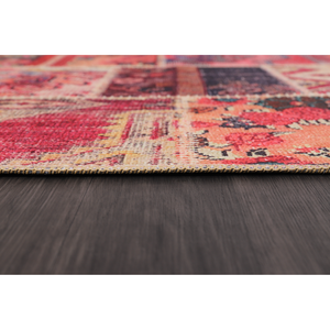 Modern Handmade Rectangular Kilim <b>Rug</b> with Red Medallion Patchwork Design <b>Washable</b> High Quality Room Decor - Product Image 4