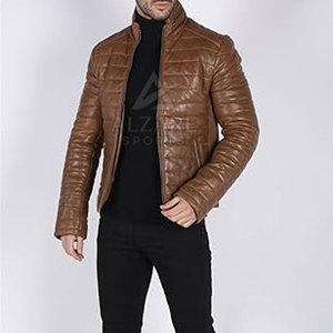 Veste matelassée en cuir élégante avec rembourrage isolant, design résistant au vent et coupe confortable pour tous les jours - Product Image 5
