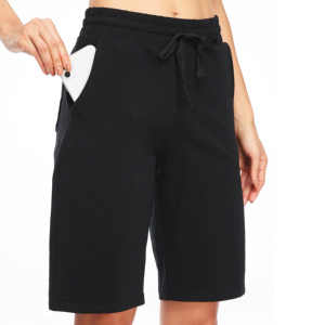 Short de survêtement en coton éponge français à cordon de serrage à séchage rapide short pour femme avec 2 poches - Product Image 3