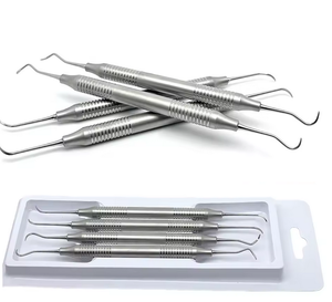 Instrumentos quirúrgicos para el ombligo, 4 Uds., Kit de escalador de dientes dentales de acero inoxidable, juego de instrumentos de limpieza de dientes Manual de doble extremo CE - Product Image 1