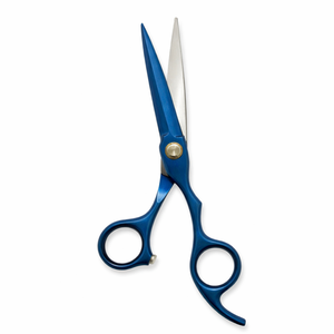 Tijeras de Peluquería Profesionales MANAN INSTRUMENTS de Acero Inoxidable 4Cr13 para Diestros, Mango Mediano, Color Azul - Product Image 1