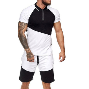 Conjuntos de algodón para hombre, conjuntos de verano de manga corta de Color contrastante, conjunto de dos piezas, ropa de verano 2023, conjuntos de verano para hombre - Product Image 1