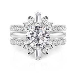 Jeulia Gold Plated Zircon Floral Cluster <b>Bridal</b> <b>Jewelry</b> <b>Set</b> 2PCS - Product Image 1