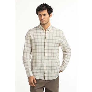 Chemises décontractées pour hommes 100 % coton, fermeture double boutonnage, tissus en flanelle satinée, coupe classique, gris uni à carreaux, été, ODM - Product Image 6